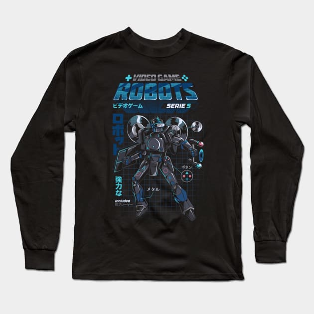 Video Game Robot - Model S Long Sleeve T-Shirt by Ilustrata